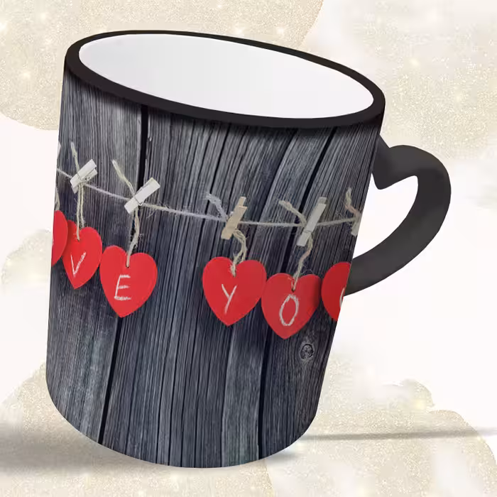 ماگ حرارتی مدل دسته قلبی طرح عاشقانه کد 303