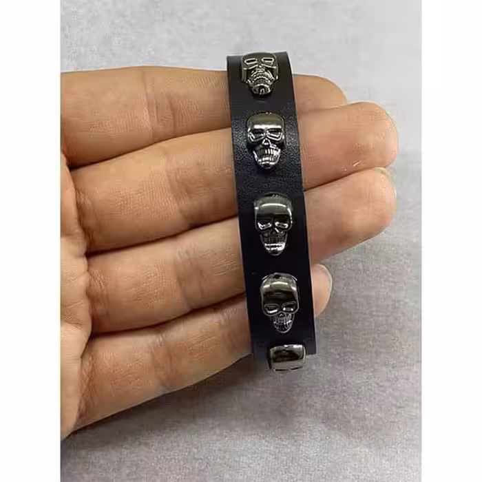 دستبند مدل چرم طرح اسکلت کد 35296