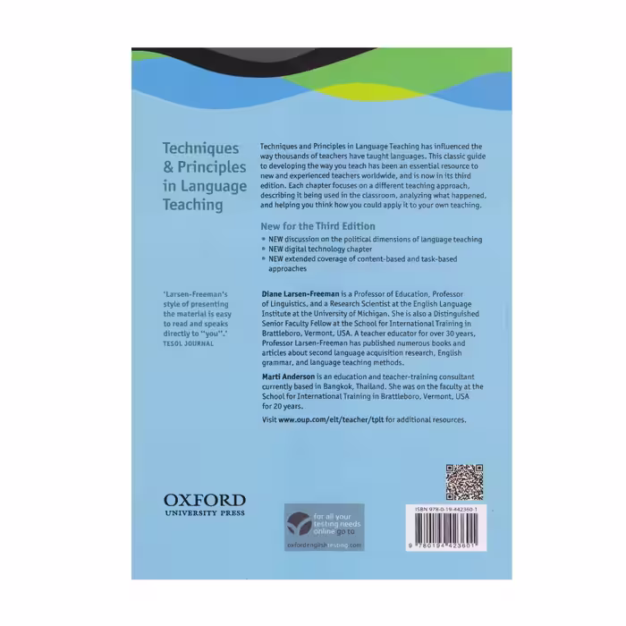 کتاب Techniques And Principles In Language Teaching اثر Diane Larsen-Freeman And Marti Anderson انتشارات الوندپویان
