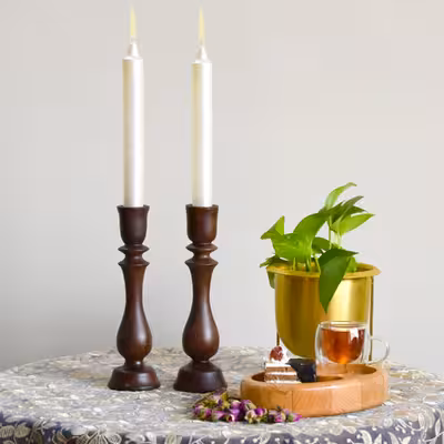 شمعدان مدل چوبی کد 02 مجموعه 3 عددی