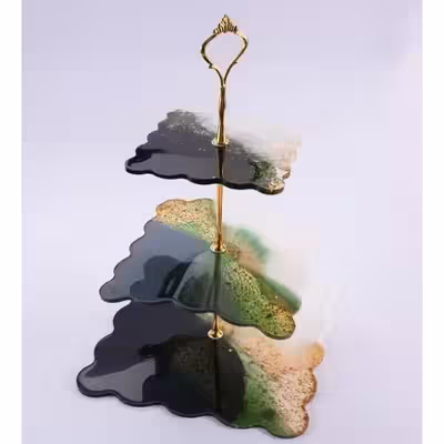 قالب رزین اپوکسی مدل مربع دفرمه مجموعه 3 عددی