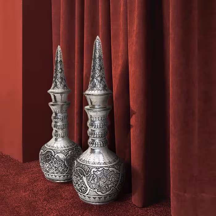 تنگ قلمزنی مدل نیزه ای طرح گل و مرغ کد 43 بسته 2 عددی