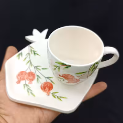 ست فنجان و نعلبکی سرامیکی هیوا طرح انار کد 11040895
