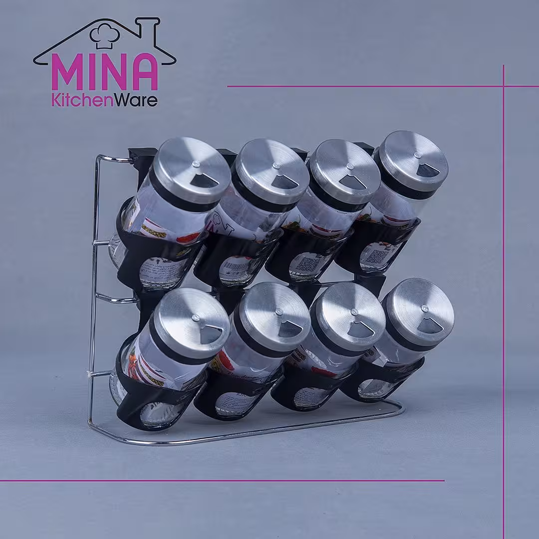 ادویه 8 دیواری رونیکا ساده مشکی کد 316 مینا کیچن ویر