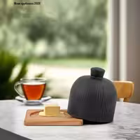 کره خوری گلس کالر با زیره چوبی مشکی ریور کد 3921B