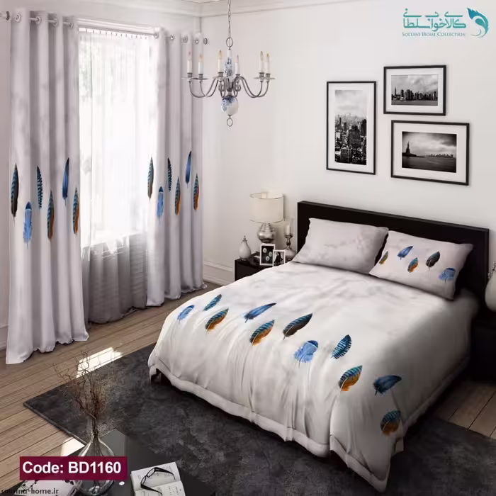 روتختی طرح پر های آبی دونفره کد BD1160