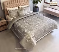 روتختی دو نفره مخمل 8 تکه پشت کتان طرح باروک صفاهوم