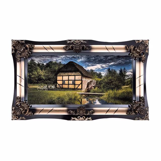 تابلو فرش ماشینی دنیای فرش طرح کلبه کد 420