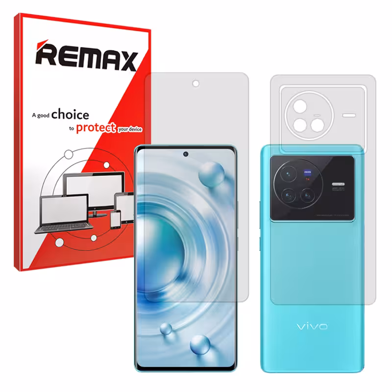 گلس صفحه نمایش و پشت گوشی ویوو X80 مدل هیدروژلی شفاف برند ریمکس کد SS