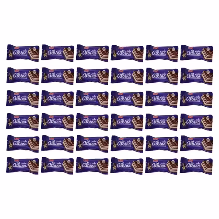 کیک لایه ای شیرین عسل با کرم کاکائو و وانیل آلبینا 60 گرمی 36 عددی