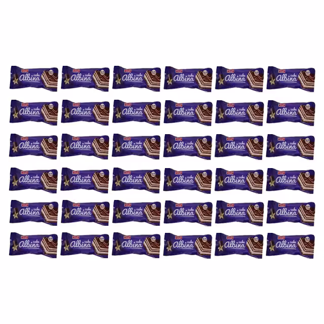 کیک لایه ای شیرین عسل با کرم کاکائو و وانیل آلبینا 60 گرمی 36 عددی