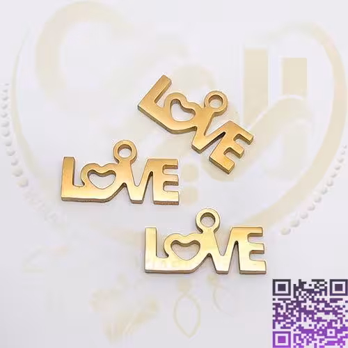 آویز استیل طلایی لاو کد57