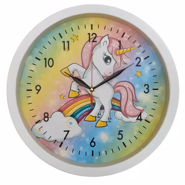 ساعت دیواری فانتزی اتاق کودک مدل اسب تک شاخ