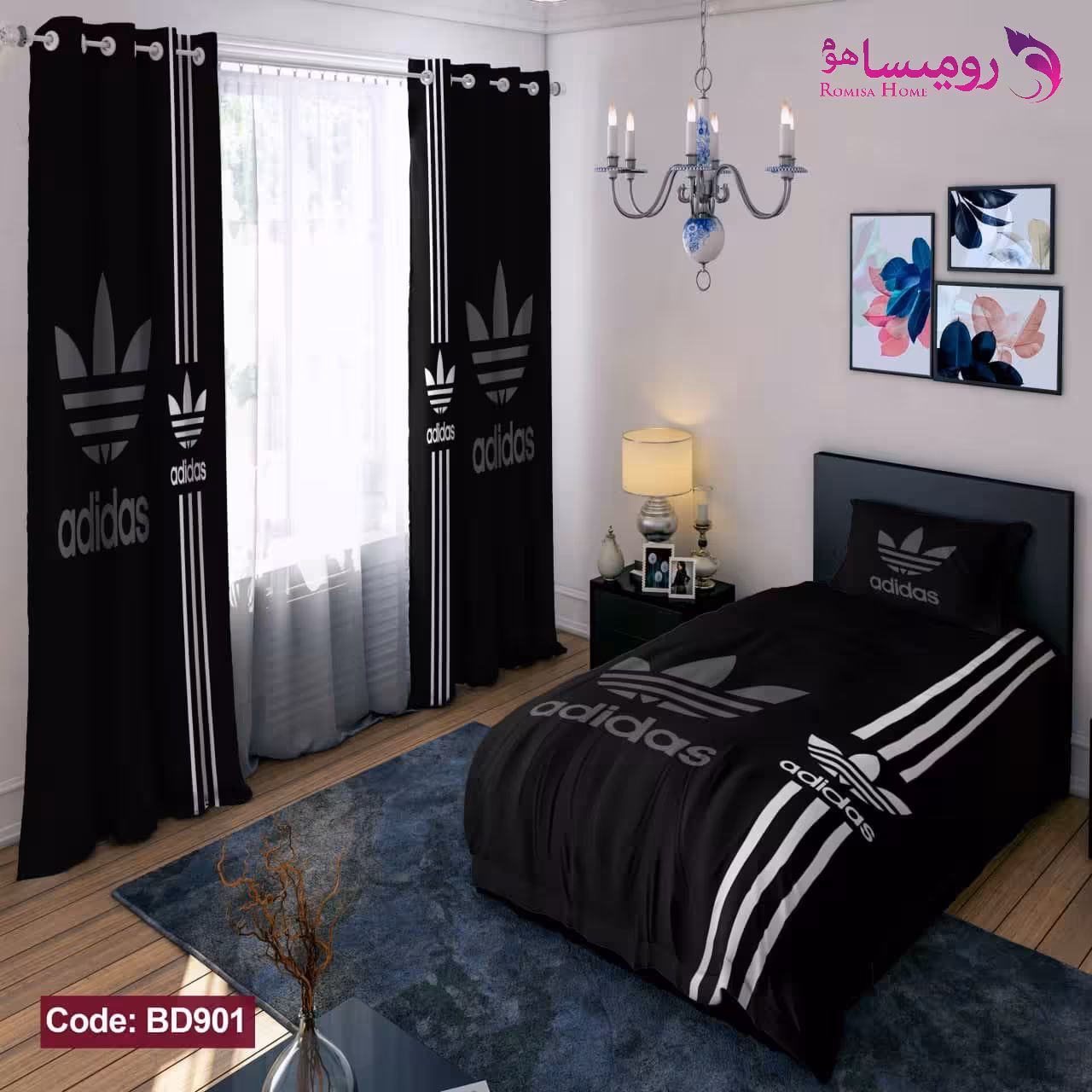 قیمت و خرید روتختی طرح Adidas یک نفره برند دکو کد BD901