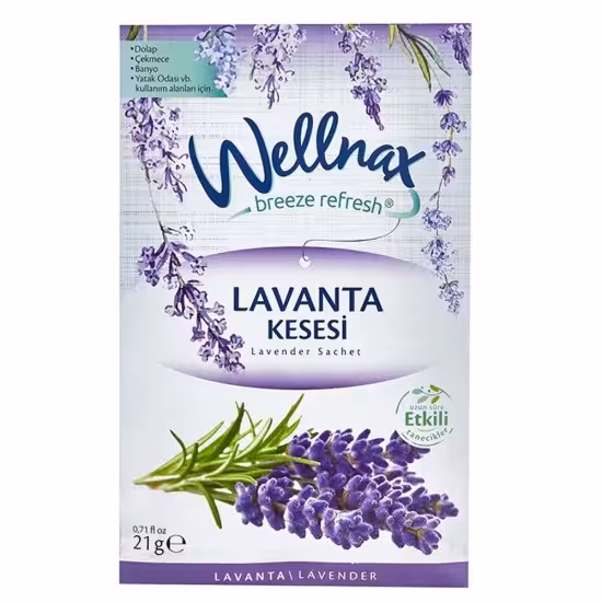 خوشبو کننده کمد لباس، حوله و رخت خواب ولناکس WELLNAX اسانس لاوندر وزن 21 گرم