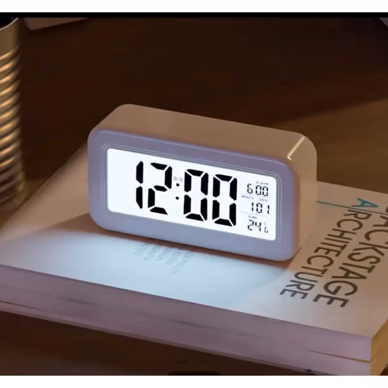 ساعت دیجیتال رومیزی Mr Shopping | مجهز به سنسور دید در شب | دارای دماسنج و تقویم | همراه با زنگ هشدار | طراحی مدرن و کاربردی برای میز کار و خانه