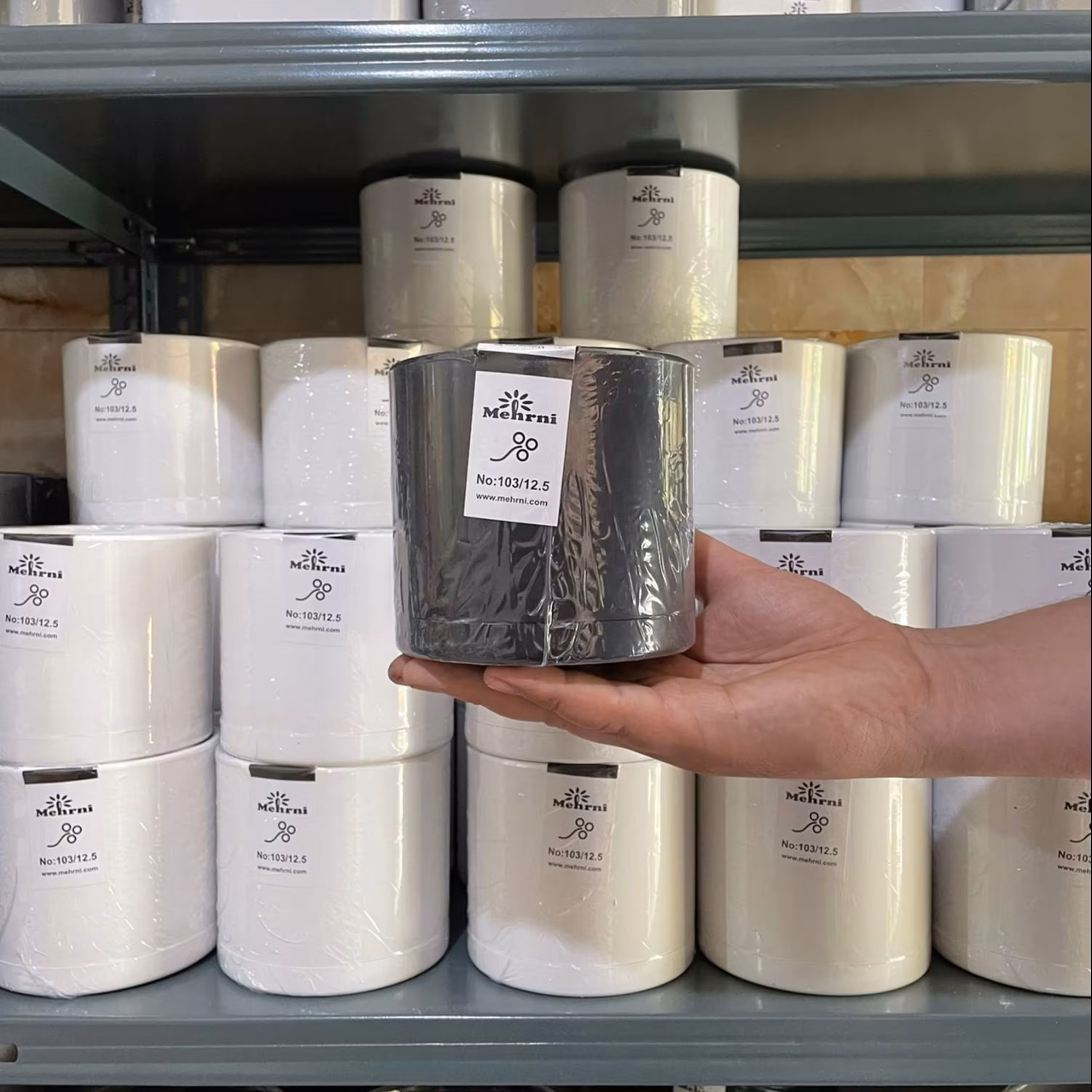 گلدان پلیمری 103 استوانه ای مهرنی سایز 12.5 رنگ طوسی