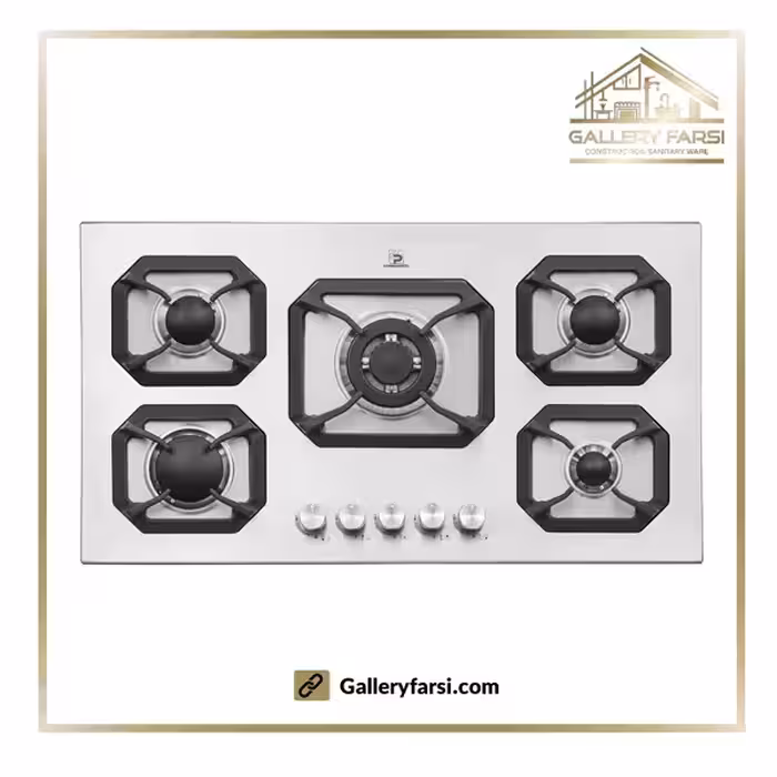 اجاق گاز پنج شعله استیل پرنیان استیل مدل PB-5302ایتالیایی