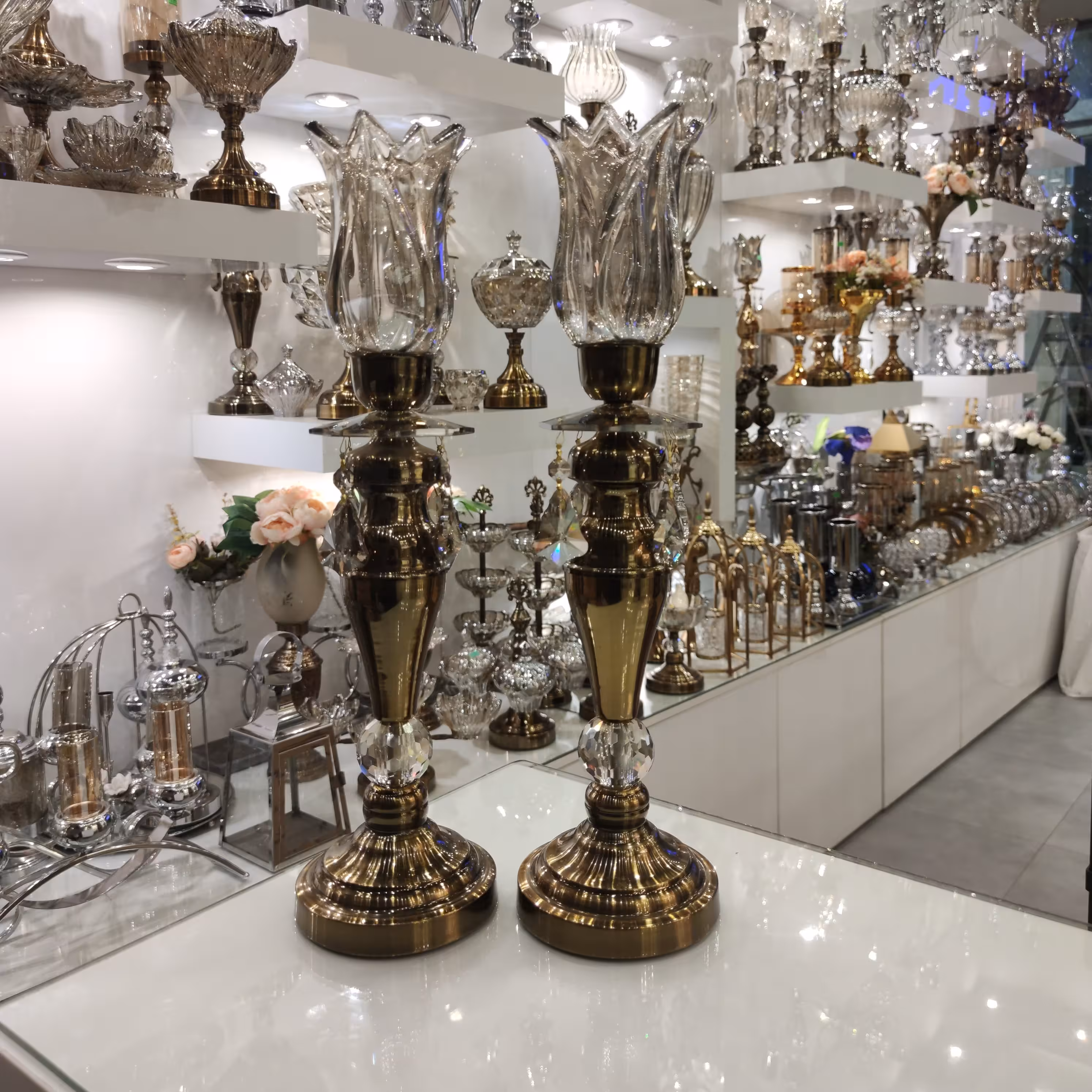 شمعدان لاله وارداتی رنگ برنز