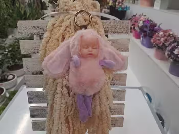 عروسک سرکلیدی بچه خرگوشی صورتی ملیح