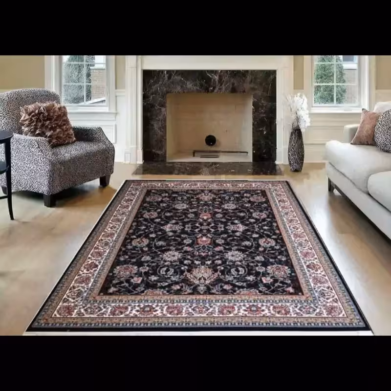 فرش ماشینی 12متری جدید نقشه زیبای گیلدا افشان سرمه ایی بافت نرم وزیبا