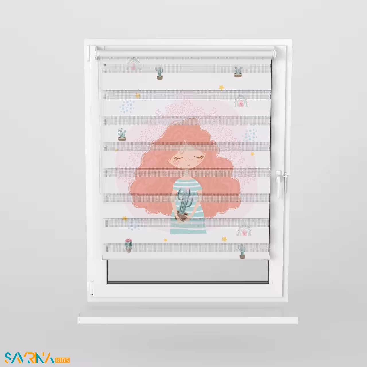 پرده زبرا بچگانه طرح دختر مو فرفری کد A2944