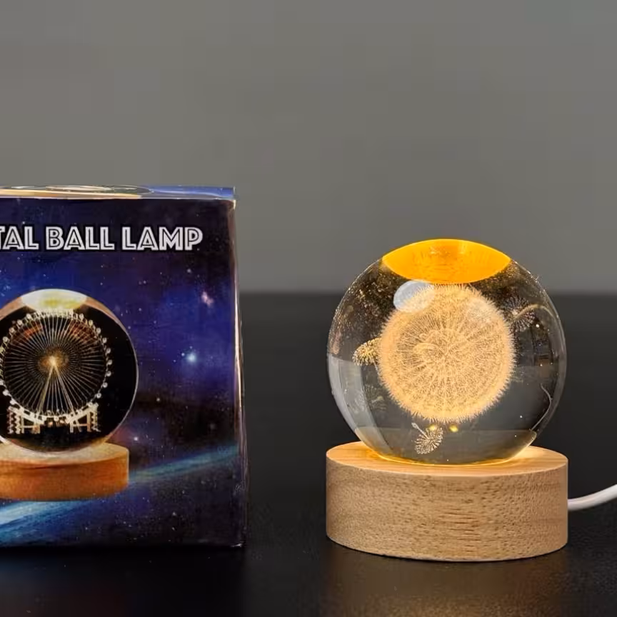 چراغ خواب گوی کریستال سایز 6