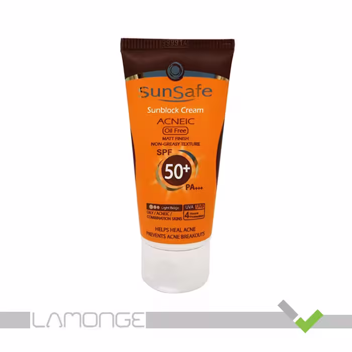 ضد آفتاب رنگی فاقد چربی آکنئیک SPF50 سان سیف  حجم 50 میلی لیتر