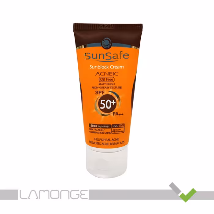 ضد آفتاب رنگی فاقد چربی آکنئیک SPF50 سان سیف  حجم 50 میلی لیتر