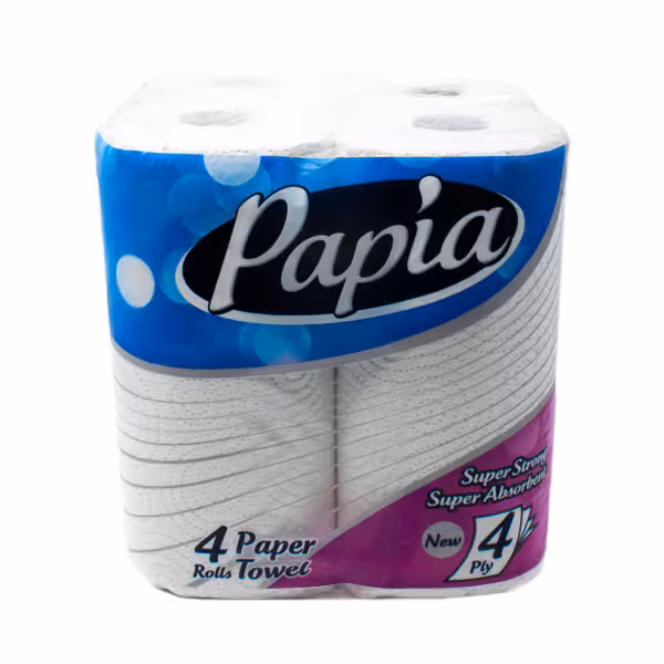 دستمال حوله ای کاغذی پاپیا 4 لایه 4 عددی