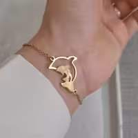 دستبند نهنگ پلاک دار استیل شن پاش - رنگ ثابت ضد حساسیت