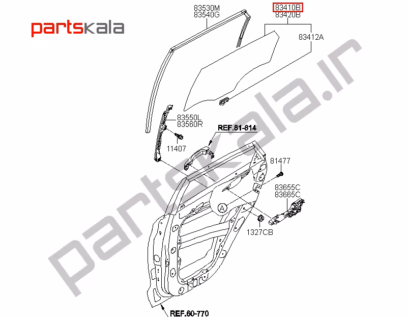 شیشه‌ عقب چپ توسان TL