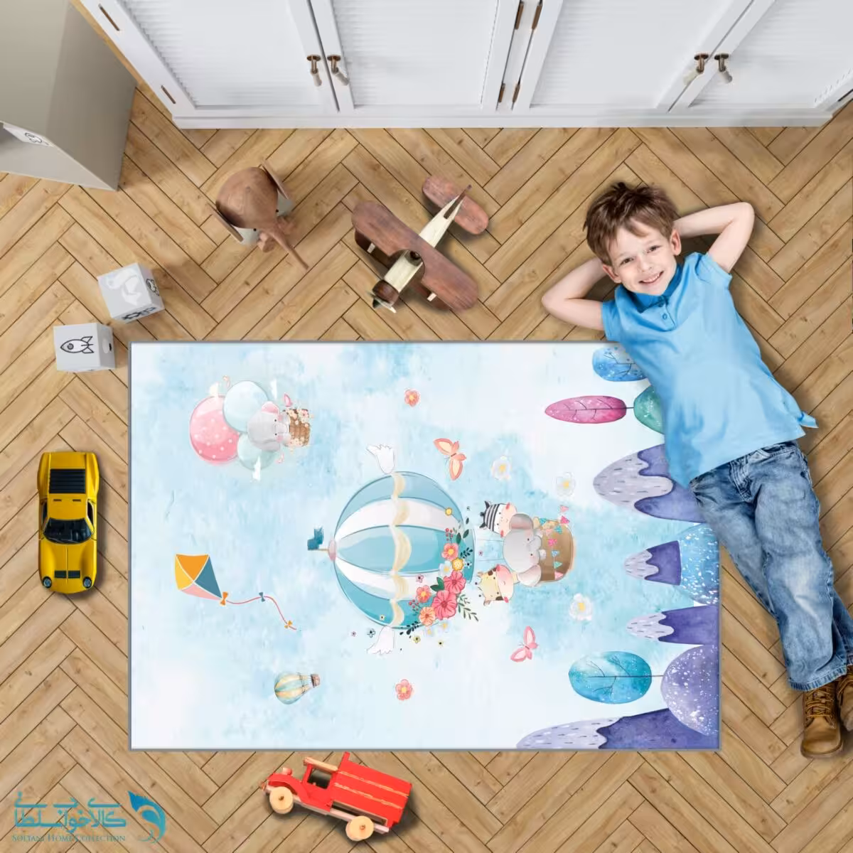 فرشینه اتاق کودک طرح بالن فیل کوچولو کد A2393