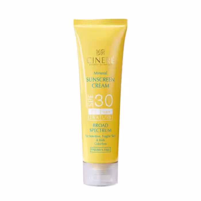 کرم ضد آفتاب بدون رنگ SPF30 – مناسب پوست های نازک، حساس و کودکان سینره