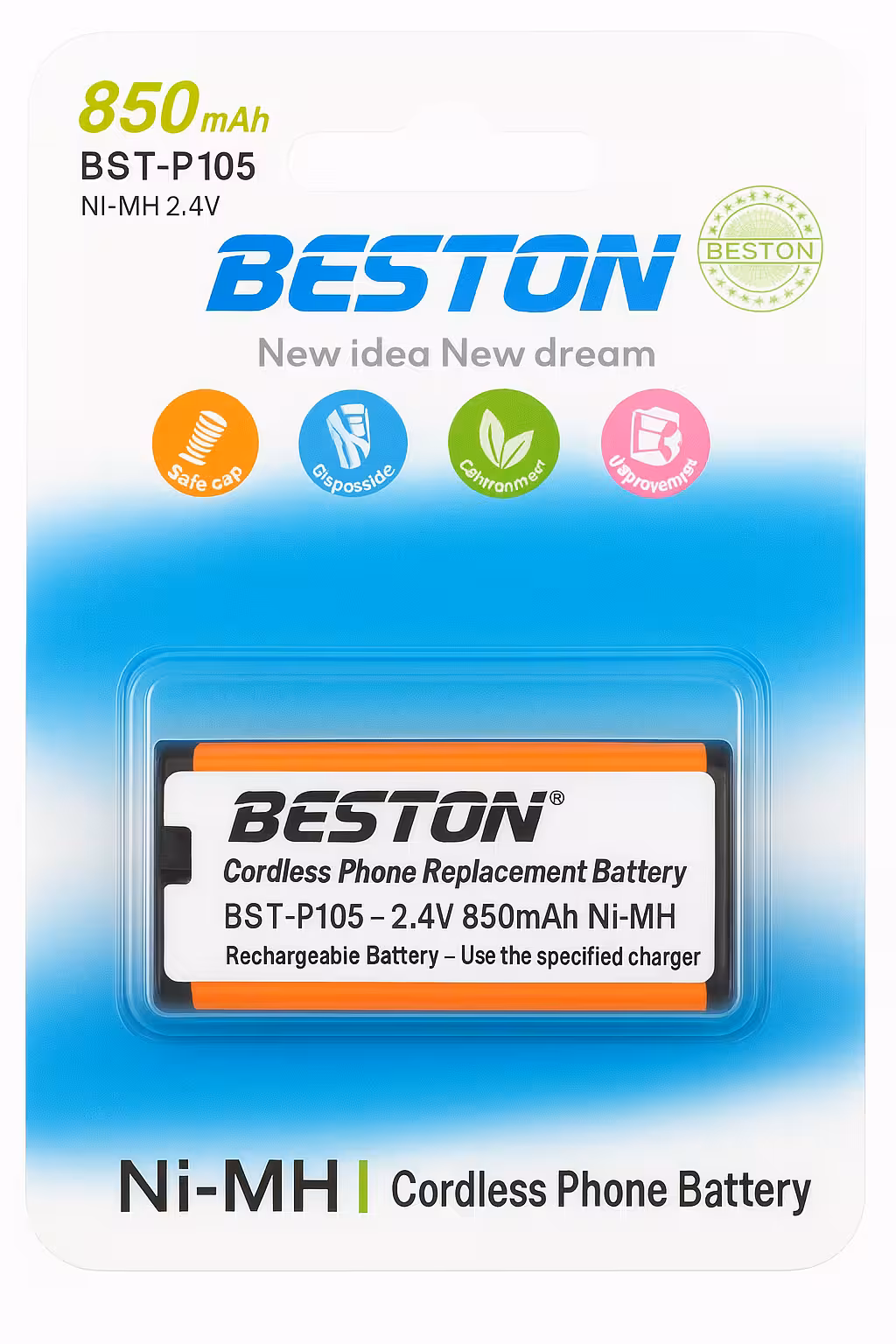 باتری تلفن بی‌سیم بستون مدل BST-P105 ظرفیت 850 میلی‌آمپر ساعت