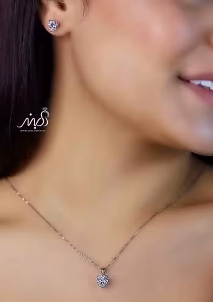 💍نیم ست جواهری قلب(آويز و گوشواره) خاص و زیبا ، نقره عیار 925( N_4349)