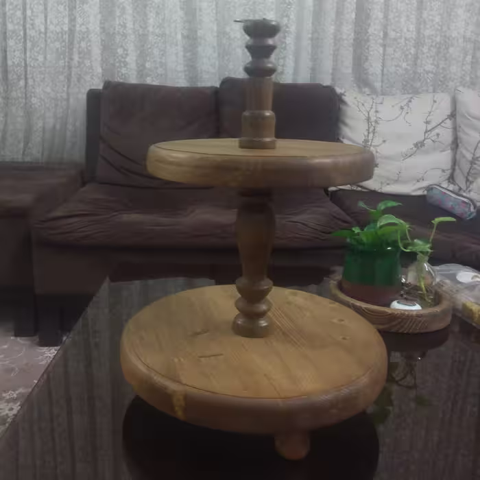 استند دوطبقه چوبی لبه گرد40-32