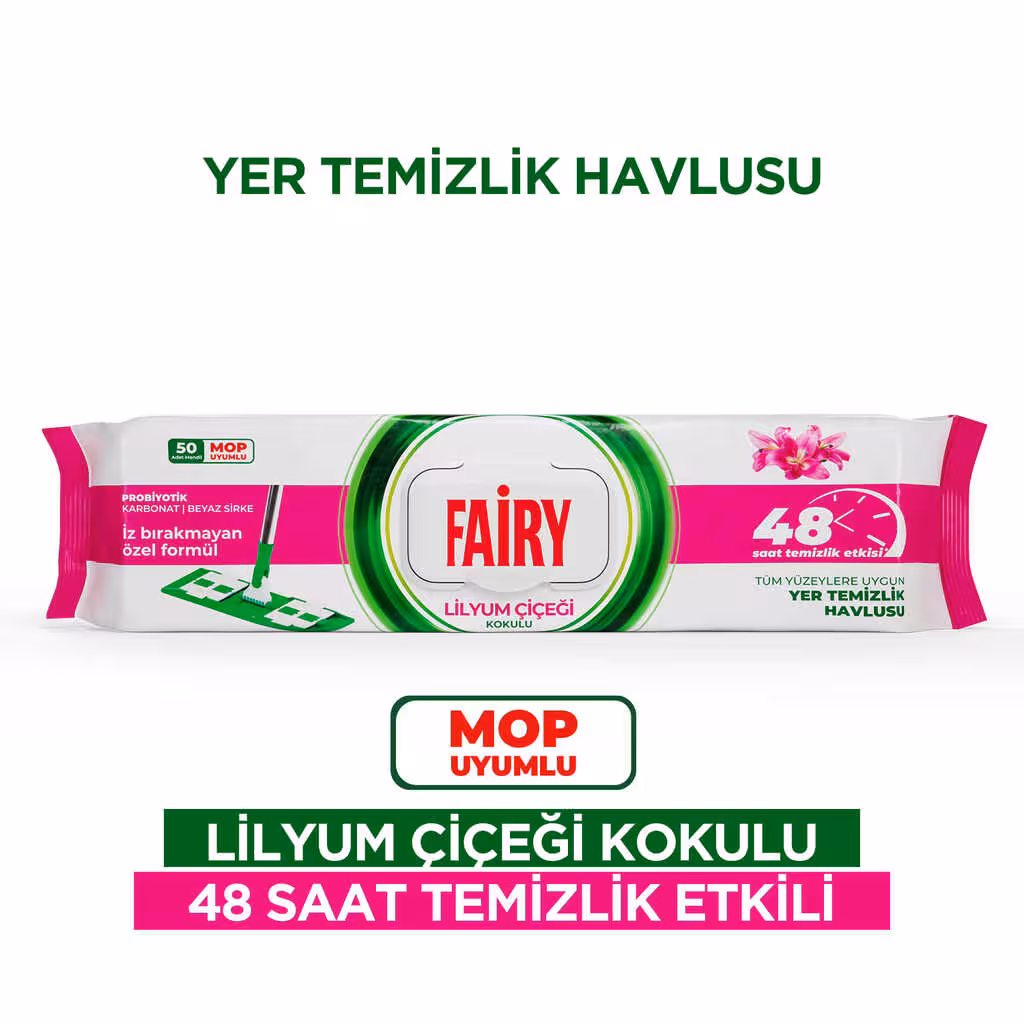 دستمال مرطوب مخصوص طی فیری با رایحه لیلیوم بسته 50 عددی