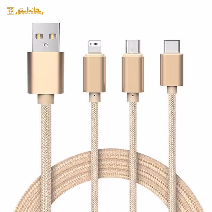 کابل تبدیل USB به Micro-B و Lightning و Type-c هوکو X2