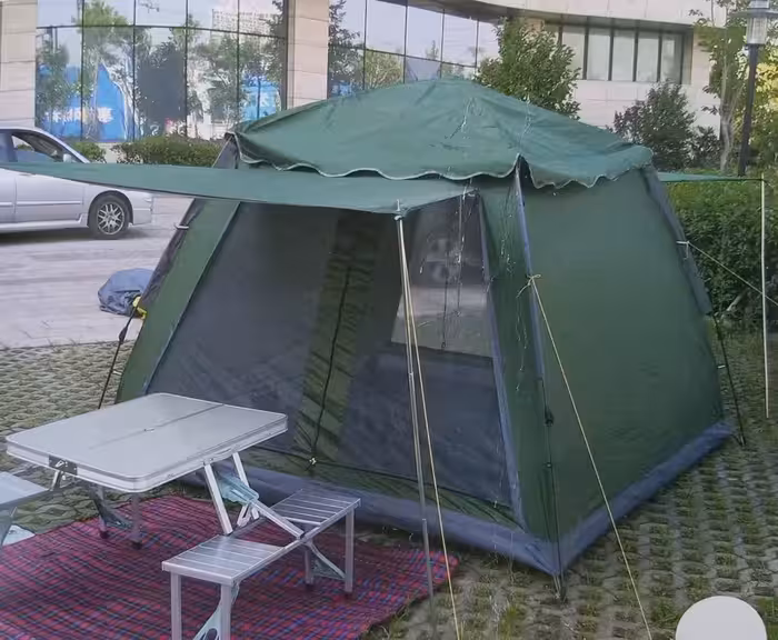 چادر مسافرتی و کوهنوردی 12 نفره اتوماتیک چتری سایه بان دار دوپوش (اسکلت فلزی، ارتفاع بلند)