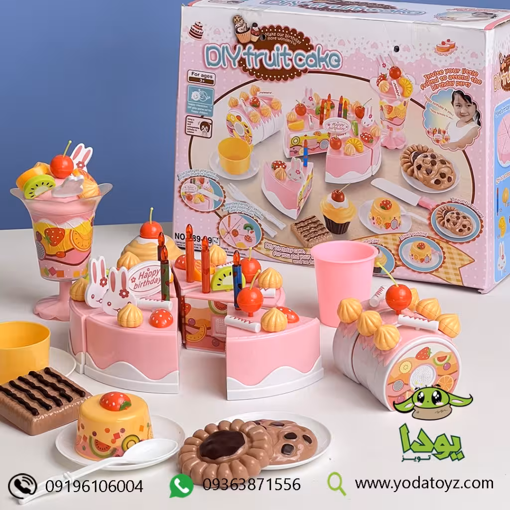 اسباب بازی کیک تولد  75 تکه رنگ صورتی