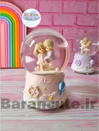 گوی موزیکال پمپی برفی چراغ دار سایز بزرگ طرح عاشقانه