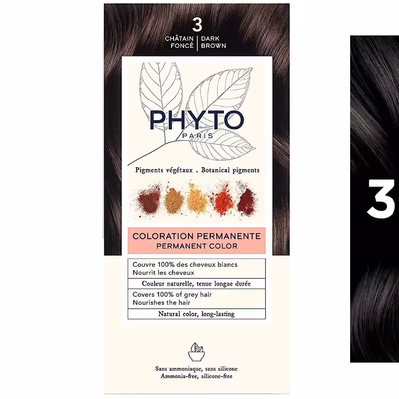 رنگ مو بدون آمونیاک فیتو رنگ قهوه ای تیره شماره 3