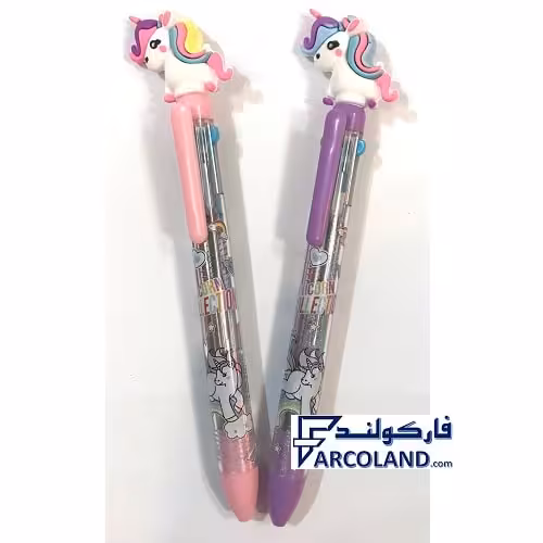 خودکار روان نویس 4 رنگ طرح اسب تک شاخ کد QM618
