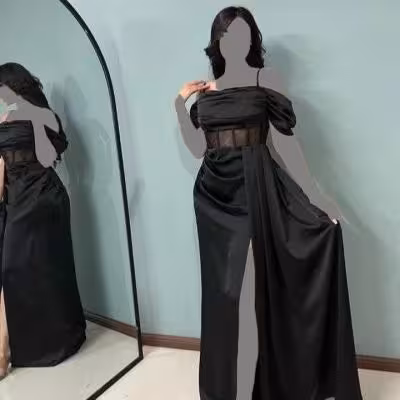 پیراهن زنانه ساتن مدل پیراهن مجلسی دخترانه ماکسی شیک
