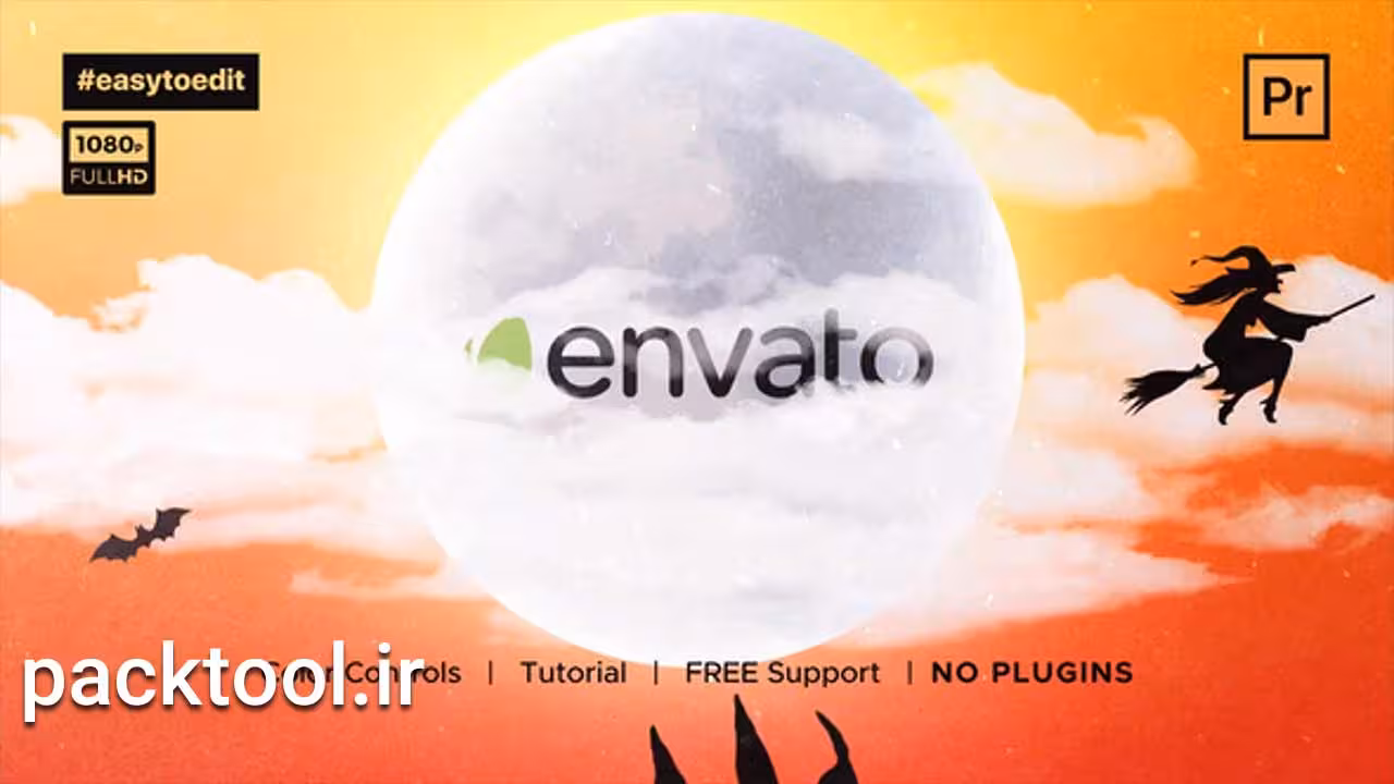 دانلود پروژه آماده پریمیر پرو لوگو موشن هالووین Halloween Logo Reveal - پک تول