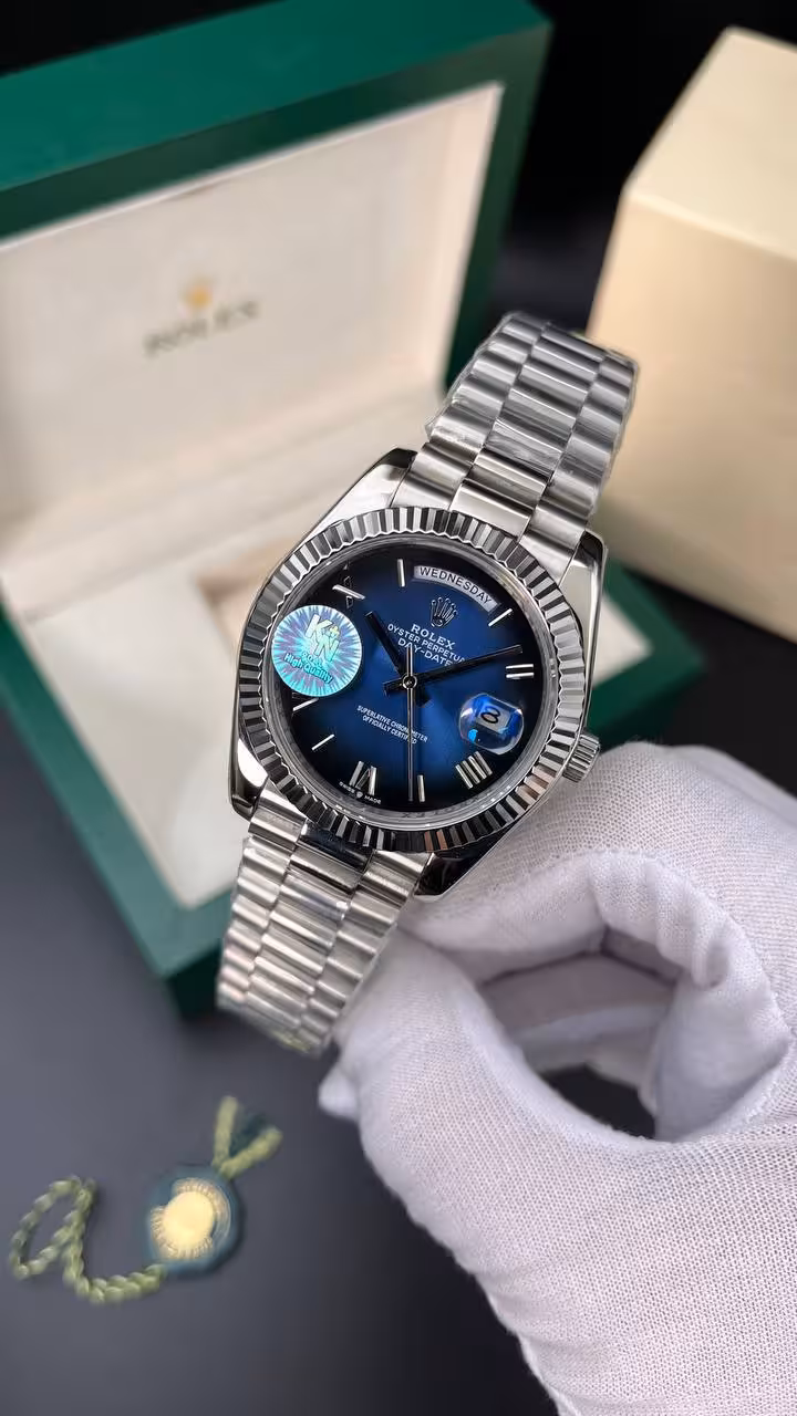 ساعت مچی مردانه رولکس دی دیت ROLEX DAY DATE رنگ سرمه ای بند استیل