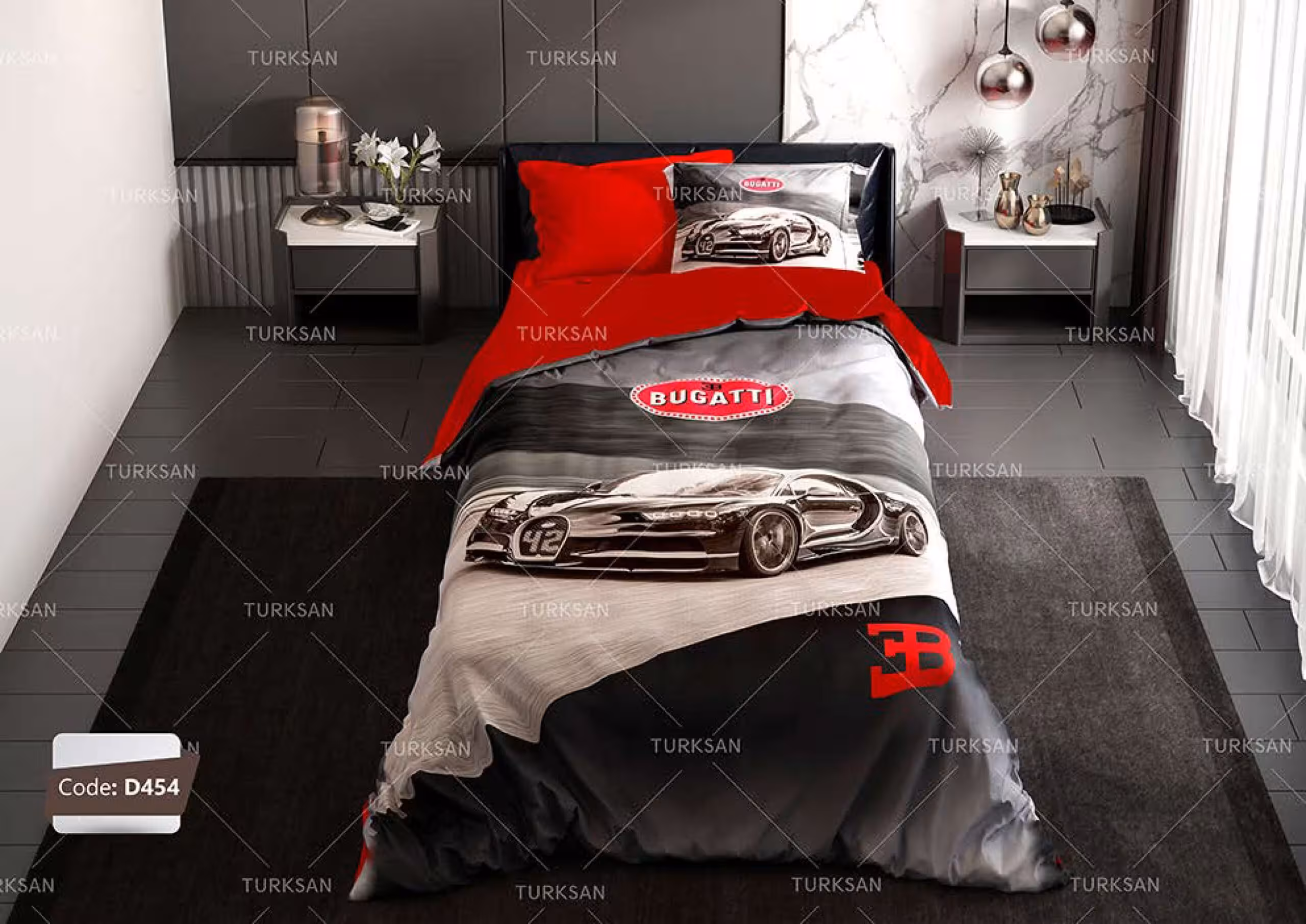 قیمت و خرید سرویس روتختی طرح بوگاتی یک نفره برند ترکسان کد d454
