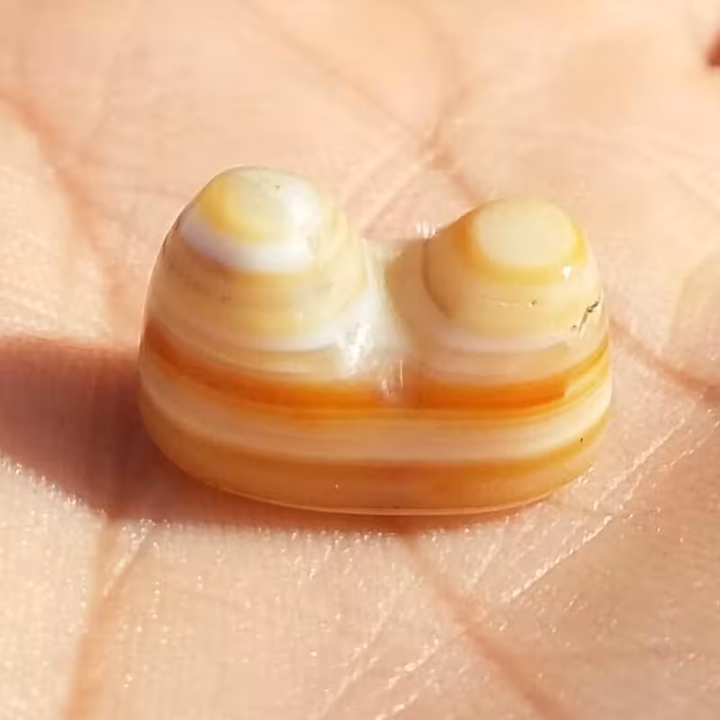 نگین عقیق باباقوری دو کوهان چند پوست بسیار خوش رنگ و طرح کد 12063