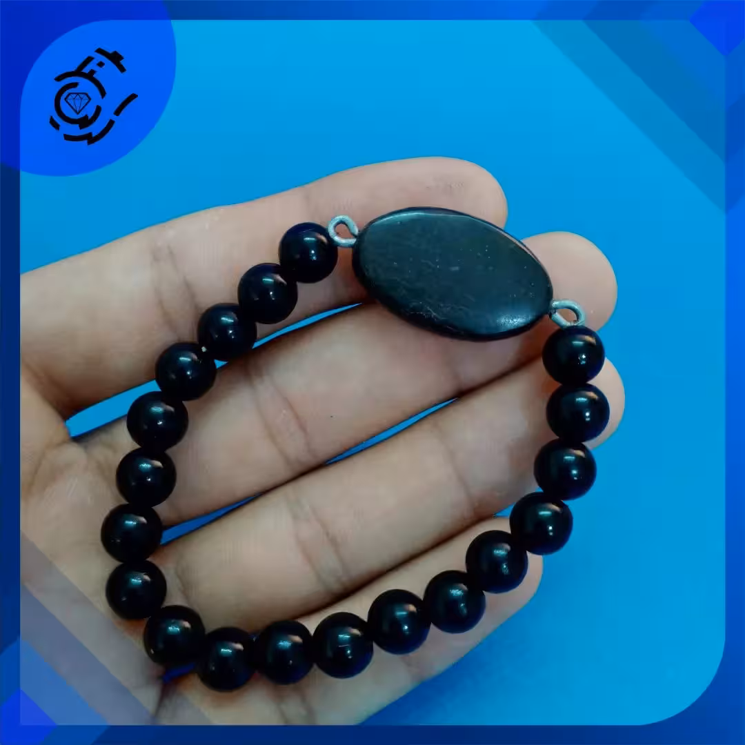 دستبند نگین سنگی پرشین مشکی دارک مرمریت 